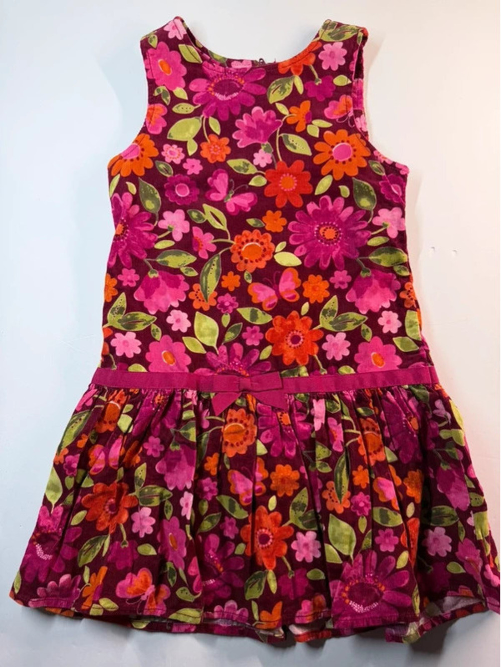 Gymboree Girls Size 5 Corduroy Floral Drop Waist Jumper Dress 2011